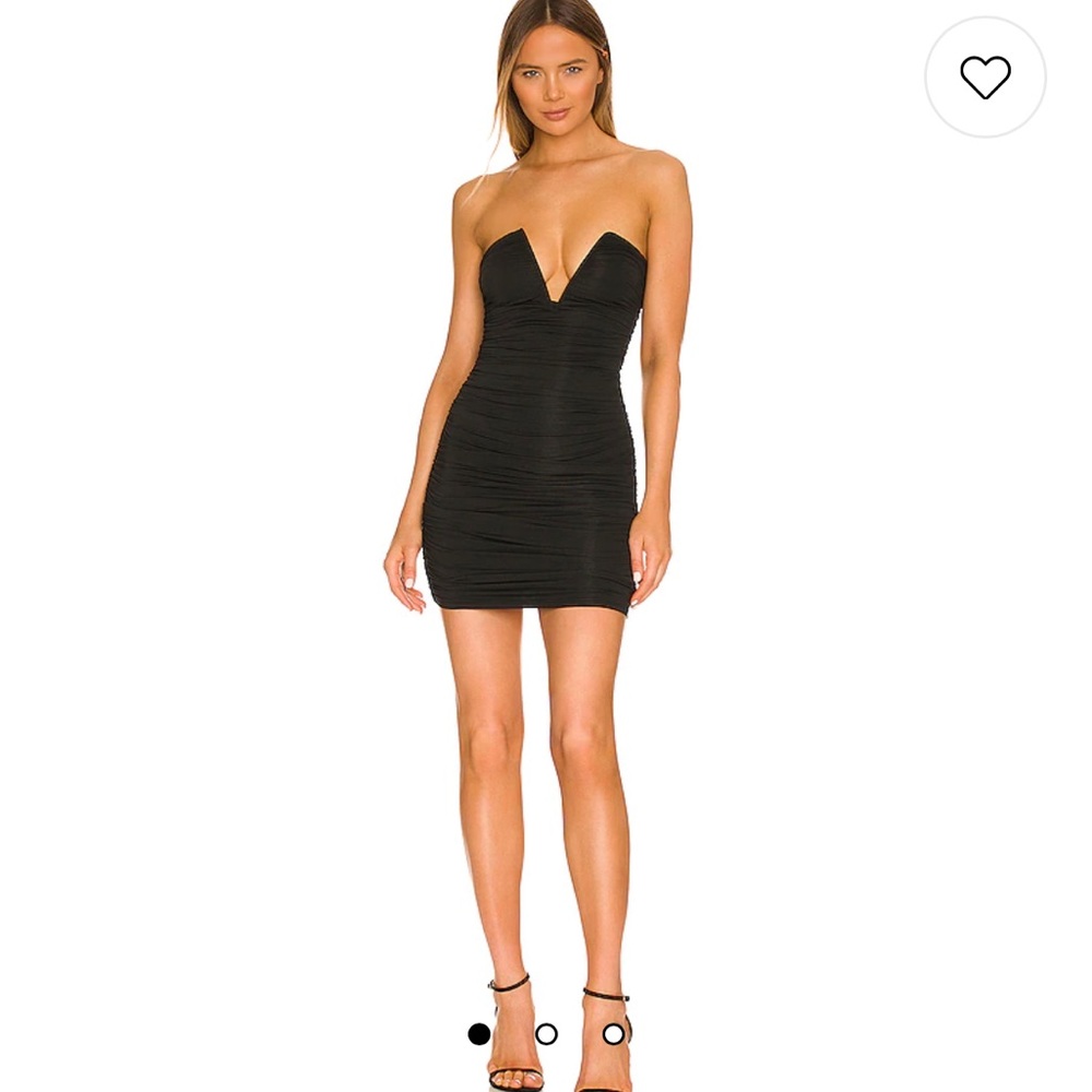 Black Vivienne Ruched Mini Dress in Black superdown.